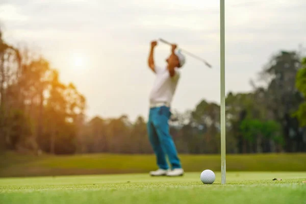 Bolas Golfe Que Vão Ser Buraco Por Golfistas Campo Golfe — Fotografia de Stock