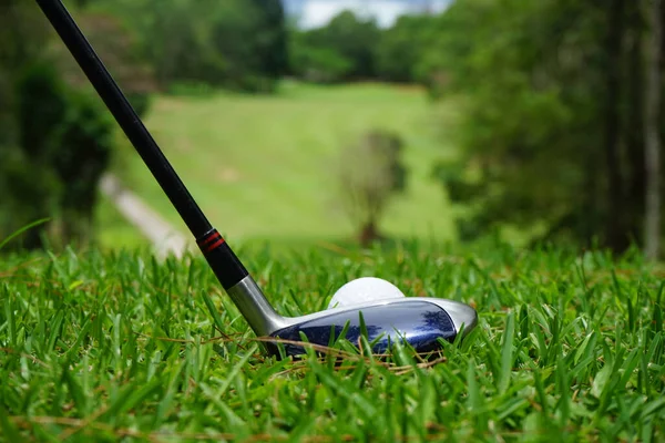 Balles Golf Sur Terrain Golf Avec Des Clubs Golf Prêts — Photo