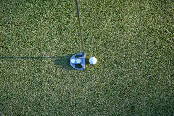 Golf Clubs Ball Green Lawn Beautiful Golf Course Morning Sunshine — Stockfoto