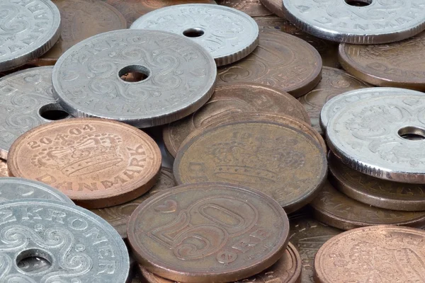 Různé dánské mince — Stock fotografie