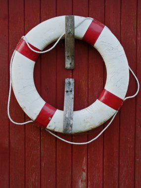 ahşap duvar eski lifebuoy