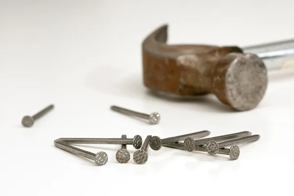 Nails and Hammer — Stock Photo, Image