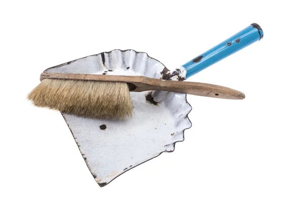 Old dustpan and broom — Stock Photo, Image