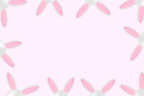 复活节卡片 在粉红色的背景色下有一个画着兔子耳朵的框架 作为文本的复制空间 — 图库照片