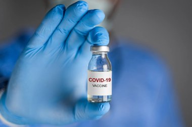 Coronavirus aşısı konsepti ve geçmişi. Covid-19 salgını.