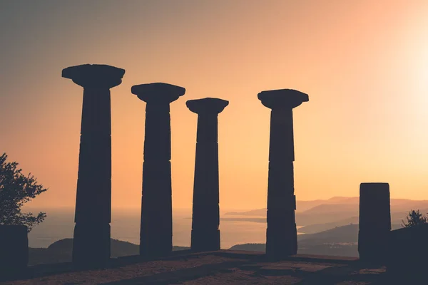 Doric Ruínas Coluna Temple Athena Por Sol Cidade Antiga Assos — Fotografia de Stock