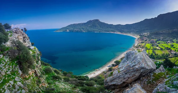 Κόλπος Μαρμαρίς Μούγκλα Τουρκία Παραλία Kumlubuk Κοντά Στο Χωριό Τοπίο — Φωτογραφία Αρχείου