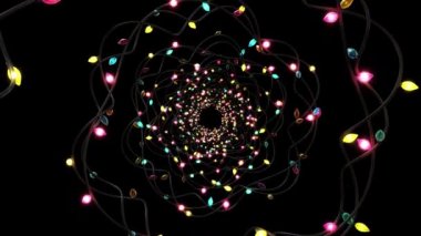 Bir Noel ışıkları tüneli yanıp sönen dolly zoom döngüsü alfa ile 