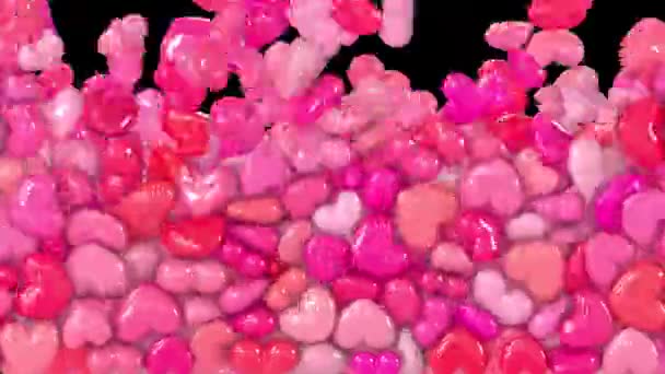 Animado Rosa San Valentín Corazones Transición Vídeo Con Canal Alfa — Vídeos de Stock