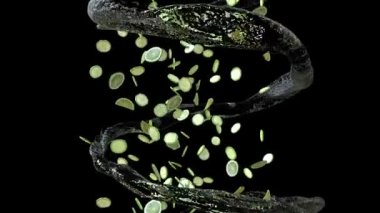 Düşen Salatalık Su Elementleri Alfa Kanalı ile Sarmal Döngü