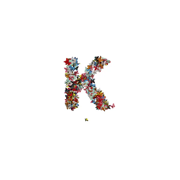 Gekleurde Vlinder Verzameld Vormen Lettertype — Stockfoto