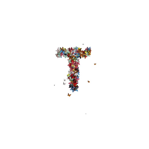 Χρωματιστή Πεταλούδα Συγκεντρωμένη Και Σχηματίζοντας Γραμματοσειρά — Φωτογραφία Αρχείου