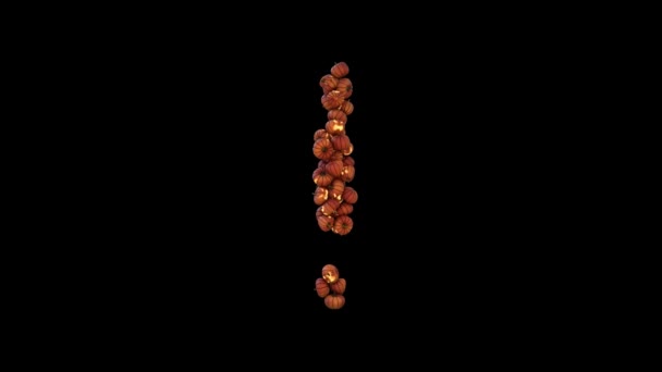 アニメハロウィンパンプキンランタン粒子テキストタイプフェイスの感嘆符 — ストック動画