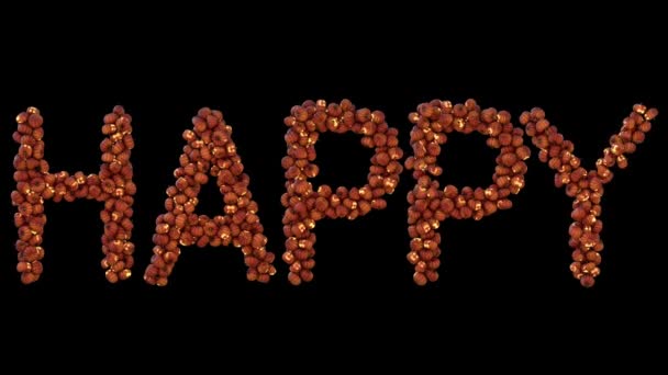 Κινούμενα Halloween Φανάρι Σωματιδίων Typeface Formin Λέξη Happy — Αρχείο Βίντεο