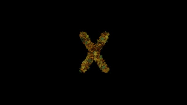 动画秋叶文字字体形成和吹走与分开的阿尔法X — 图库视频影像