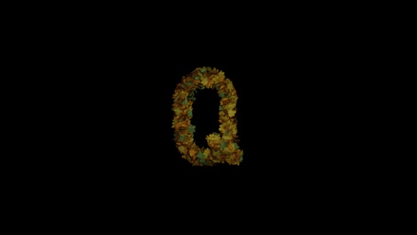 动画秋叶文字字体形成和吹走与分开的阿尔法Q — 图库视频影像