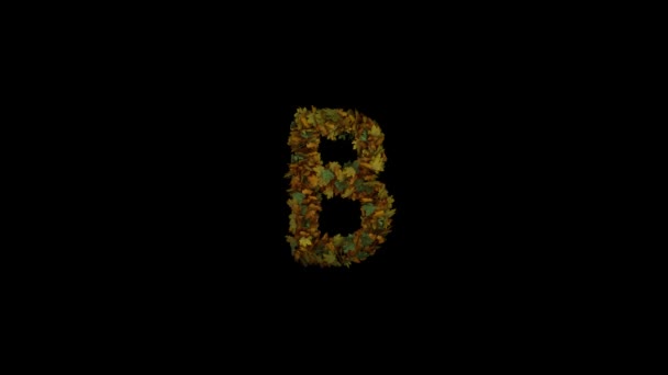 Animiertes Autumn Leaves Text Typeface Forming Blown Away Mit Separatem — Stockvideo