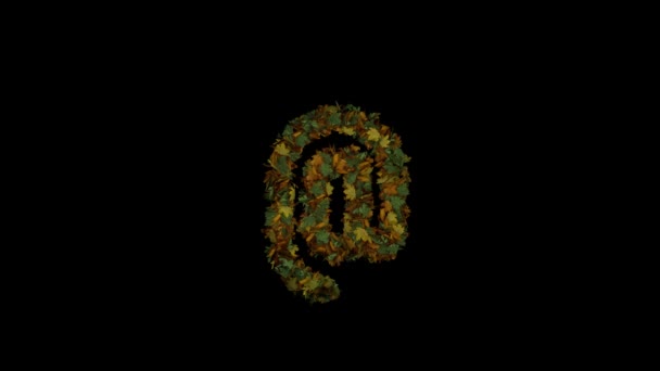 动画秋叶文字字体形成和吹走与分开的阿尔法在 — 图库视频影像