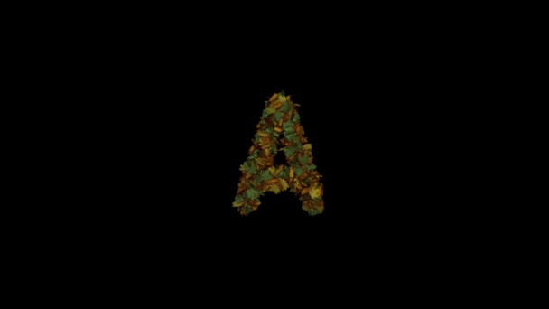 Animated Autumn Leaves Text Typeface Forming Blwn Away Met Aparte — Stockvideo