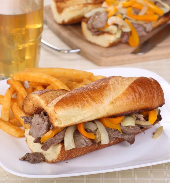 Roast Beef Sandwich and Fries — Stock Photo, Image