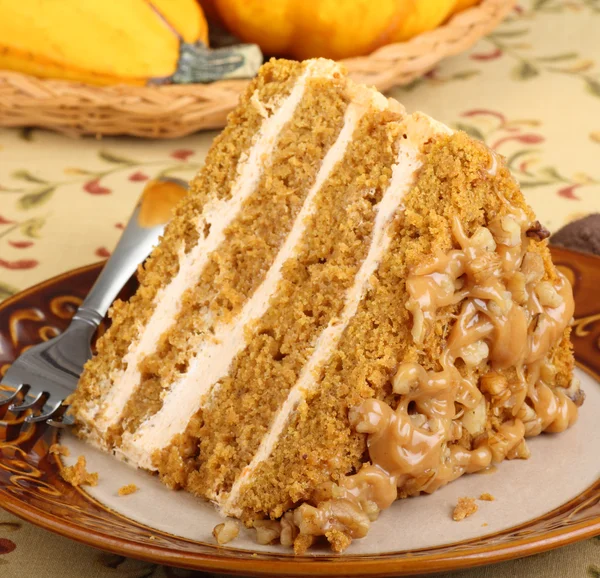 Pumpkin Cake Slice Closeup — Stock Photo, Image