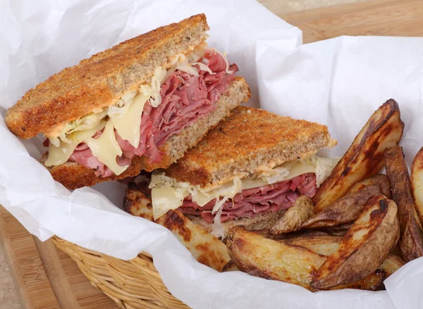 Reuben Sandwich and Fries — Stock Photo, Image
