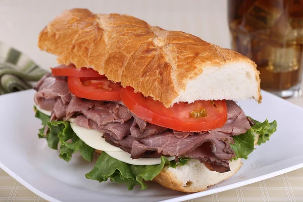 Roast Beef on French Bread — Stock Photo, Image