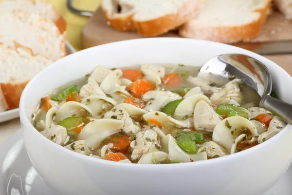 Chicken Noodle Soup Closeup — Stock Photo, Image