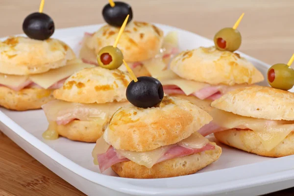 Ham and Cheese Appetizers — Stock Photo, Image