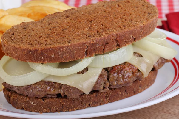 Patty Melt Sandwich Closeup — Stock Photo, Image