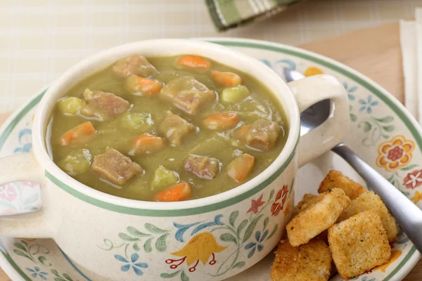 Cup of Ham and Pea Soup — Stock Photo, Image