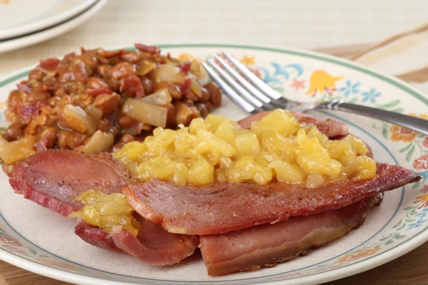 Ham and Beans — Stock Photo, Image