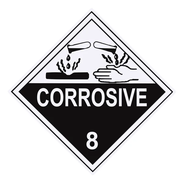 Etiqueta de advertência corrosiva — Fotografia de Stock