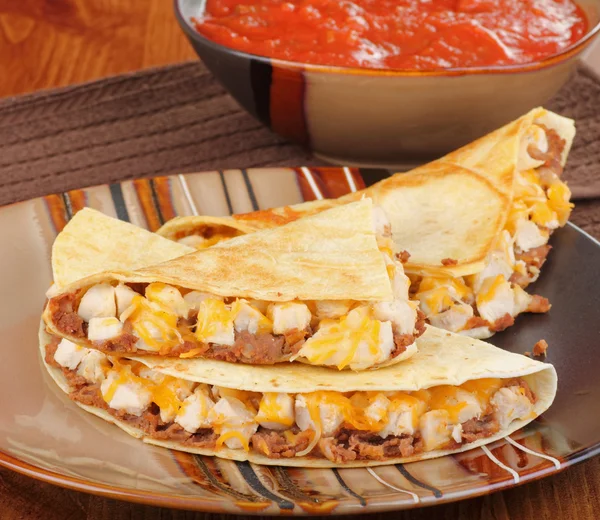 Chicken Quesadillas Meal — Stock Photo, Image