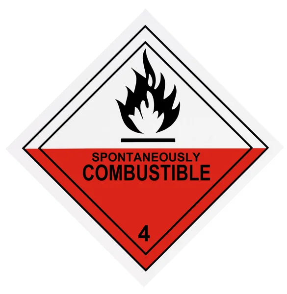 Spontanicznie palnych etykieta ostrzegawcza — Zdjęcie stockowe
