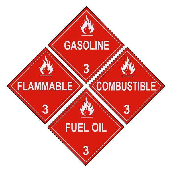 Placas de advertencia de líquidos inflamables y combustibles — Foto de Stock