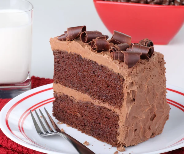 Chocolate Cake and Glass of Milk — Stock Photo, Image