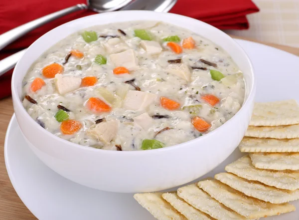 Creamy Chicken and Rice Soup — Stock Photo, Image