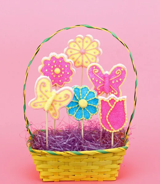 Sugar Cookies in a Basket — Stock Photo, Image