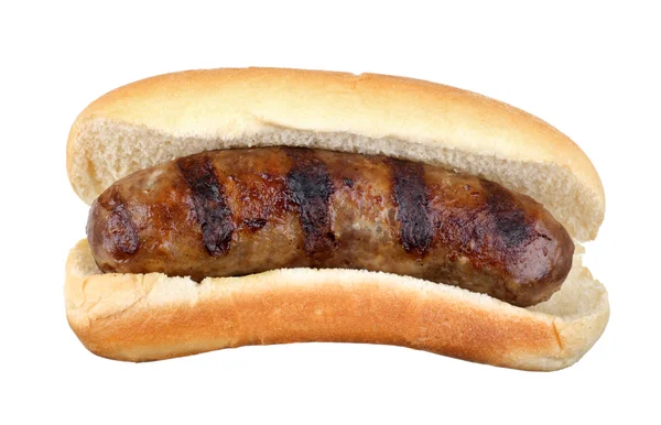 Ψημένο στη σχάρα bratwurst απομονωθεί — Φωτογραφία Αρχείου