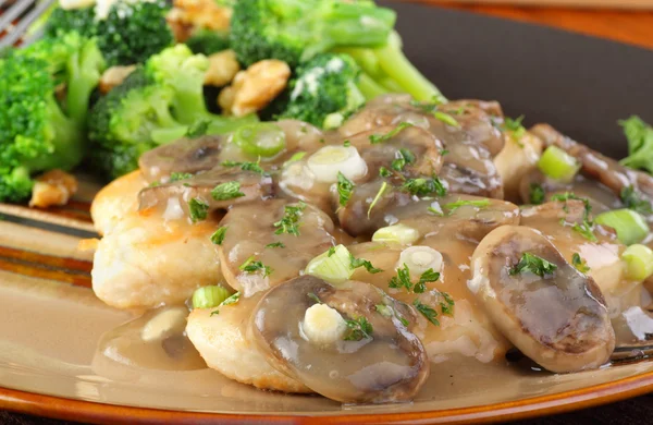 Chicken and Mushroom Gravy Closeup — Stock Photo, Image