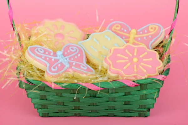 Easter Cookies in a Basket — Stock Photo, Image