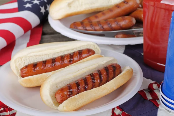 Grilled Hot Dogs Royalty Free Stock Images