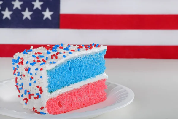 Slice of Red White and Blue Cake Stock Image