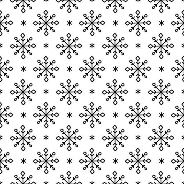 Рождественские Каракули Фольклорные Снежинки Бесшовный Узор Простой Черно Белый Праздничный — стоковый вектор