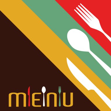 çatal bıçak takımı ile menü kartı için şablon