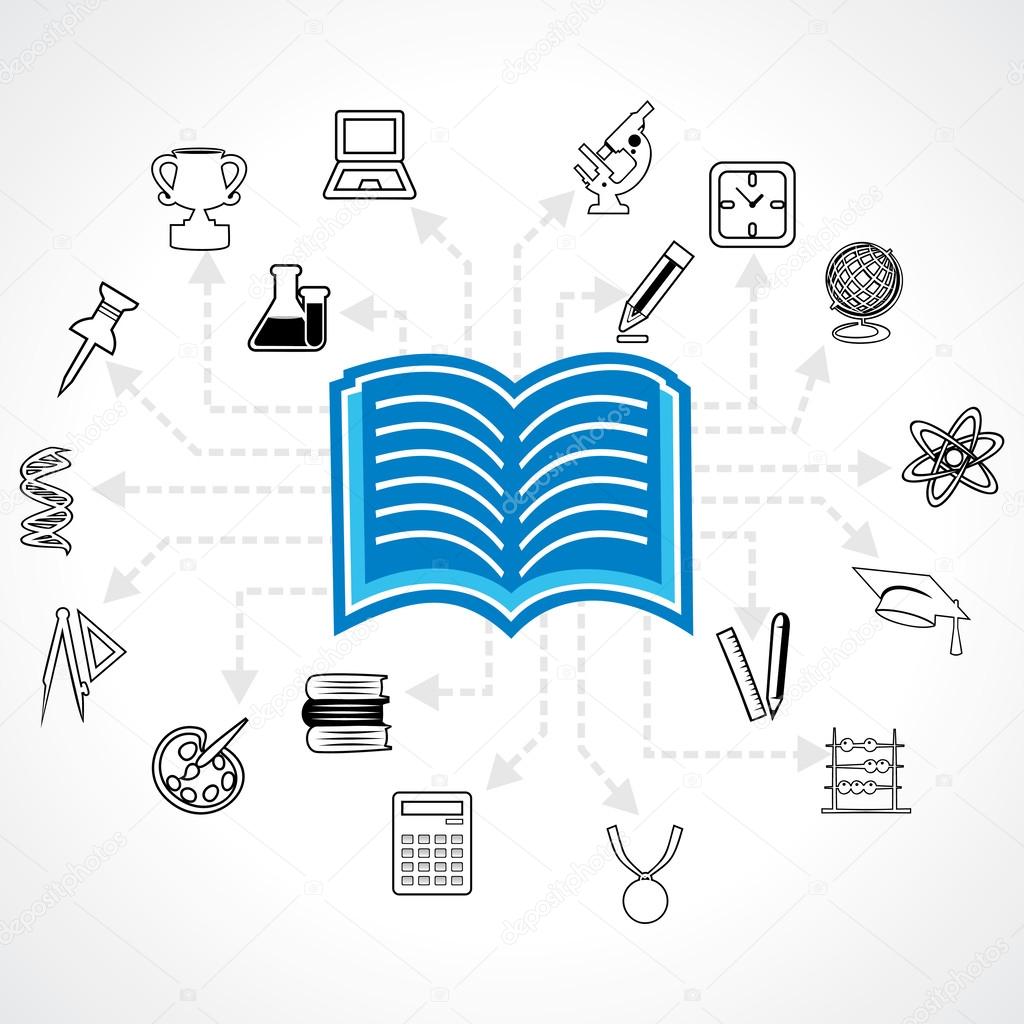 Set of educational icon around book