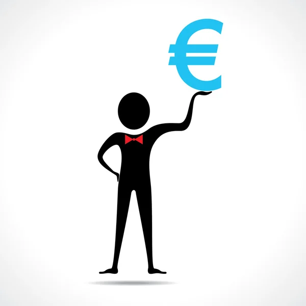 Homme tenant le symbole euro — Image vectorielle