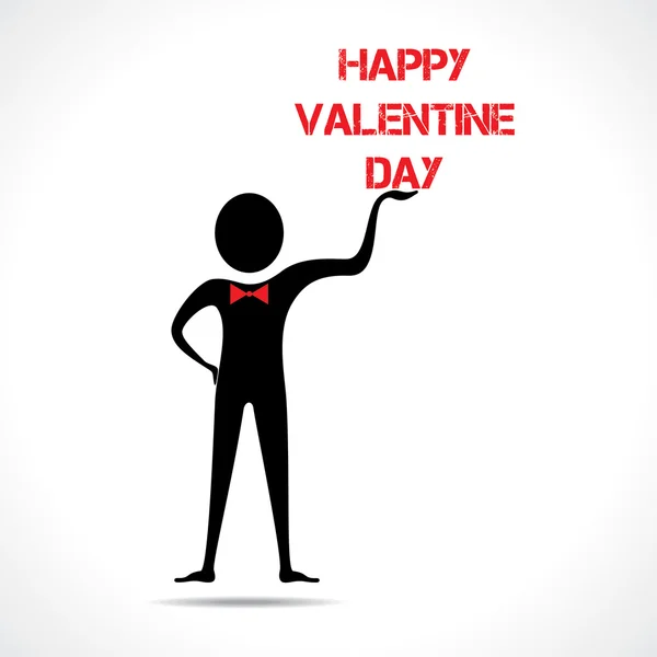 Man met gelukkige Valentijnsdag tekst — Stockvector