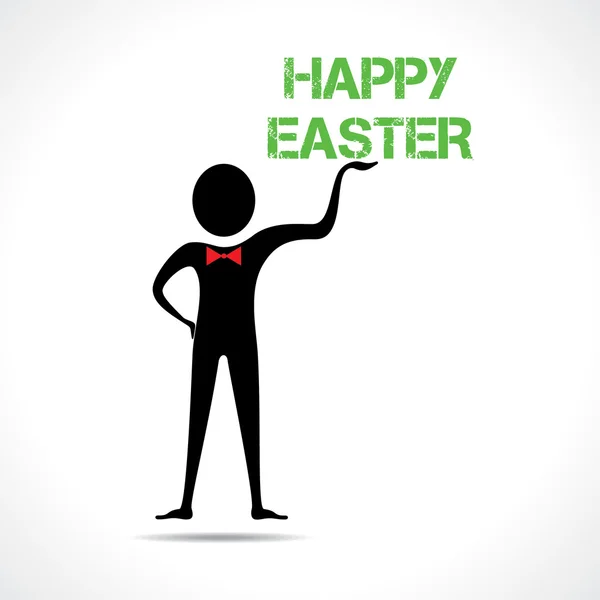 Homme tenant heureux texte de Pâques — Image vectorielle